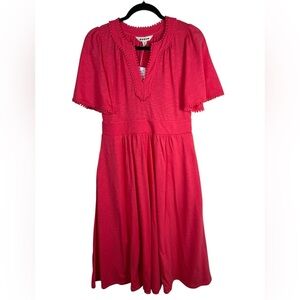 Boden Maddie Trim Jersey Dress Size 8P Flutter Sleeves Pockets Pink Salmon NWT